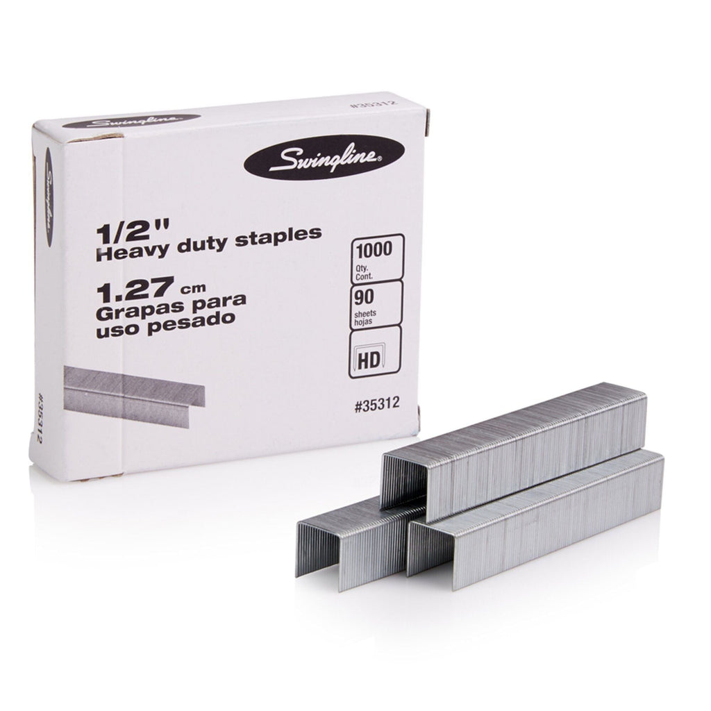 Swingline Premium Heavy Duty Staples, 1/2" Leg, 100 Per Strip, 1,000/Box - SJB-DIAMOND ELITES