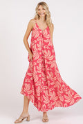 New Summer Printed V-Neck Maxi Cami Dress with Pockets – Chic and Functional Flattering Dress with Ruched Details Stevvex