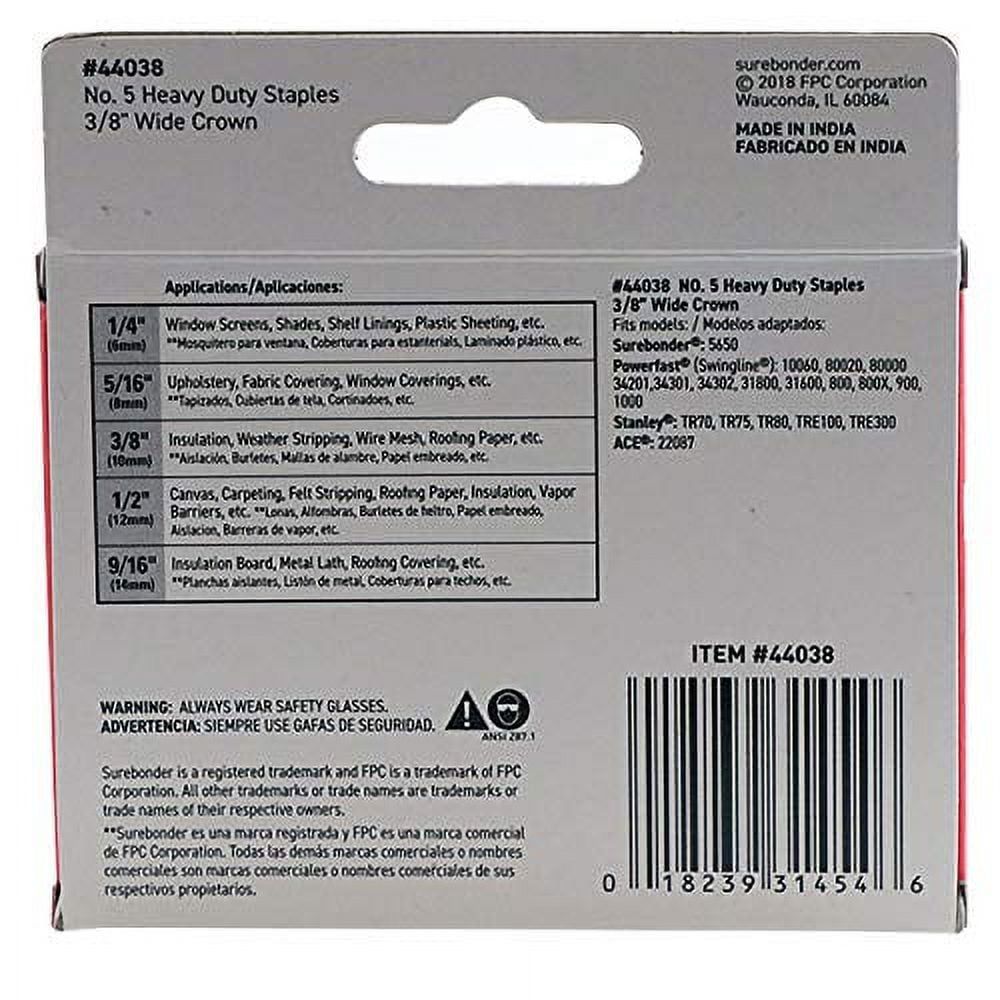 Surebonder 44038 Heavy Duty, Wide Crown, Swingline Type Staple with 3/8-Inch Leg Length, 1000-Pack - SJB-DIAMOND ELITES