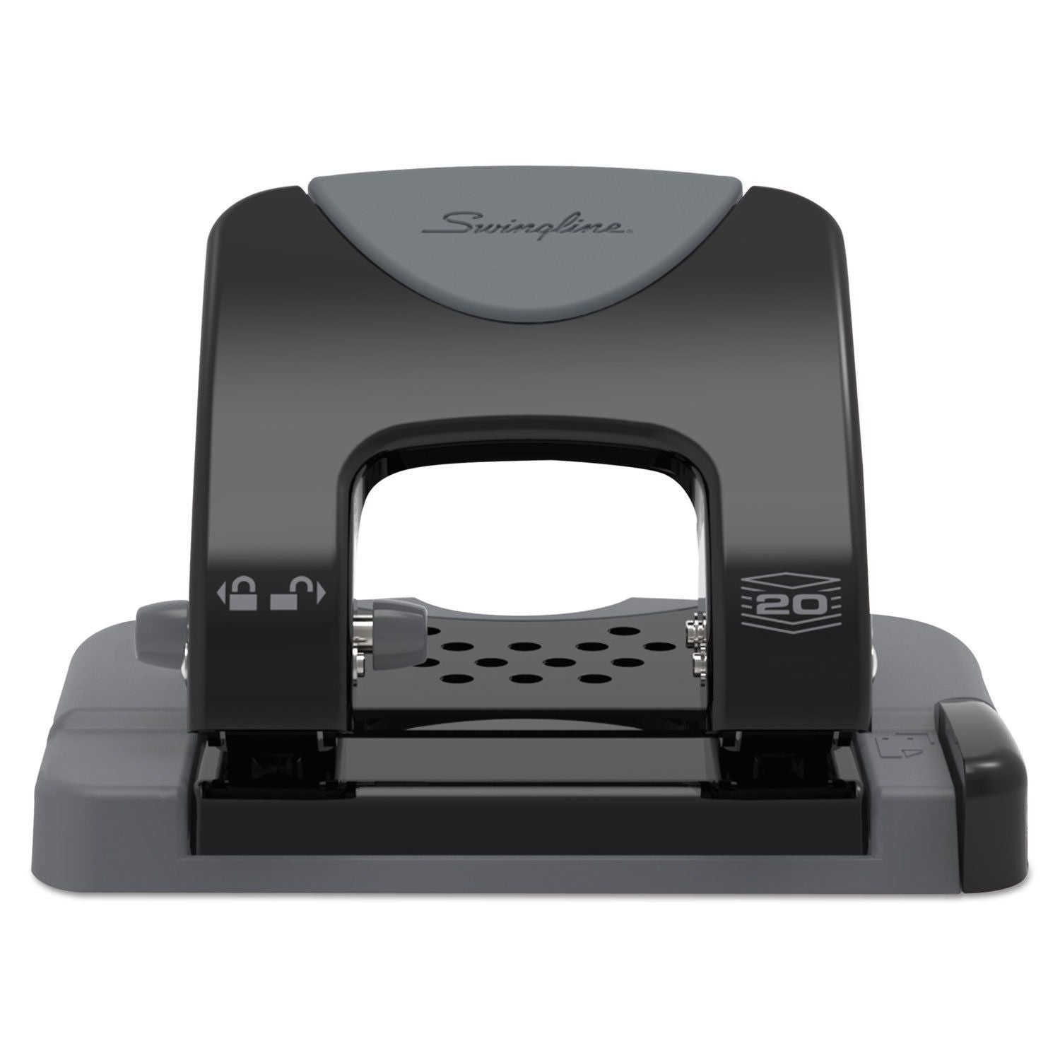 Swingline 20-Sheet Smarttouch Two-Hole Punch, 9/32" Holes, Metal, Black/Gray - SJB-DIAMOND ELITES