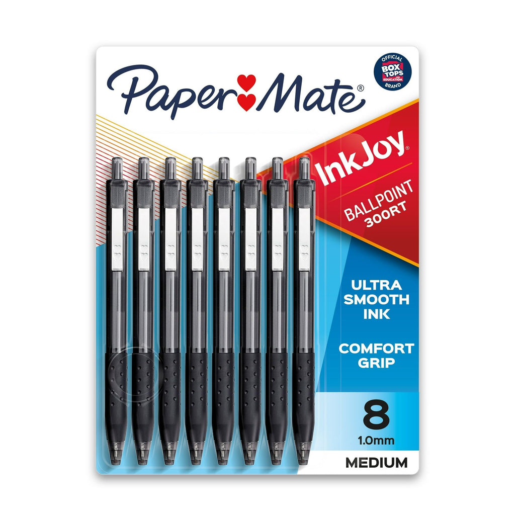 Paper Mate InkJoy 300RT Retractable Ballpoint Pens, Medium Point (1.0 mm), Black, 8 Count - SJB-DIAMOND ELITES