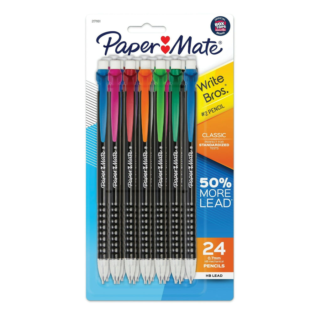 Paper Mate Mechanical Pencils, Write Bros. Classic #2 Pencil, Assorted Colors, 0.7mm, 24 Count - SJB-DIAMOND ELITES