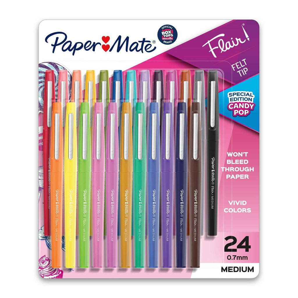 Paper Mate Flair Felt Tip Pens, Medium Tip, Limited Edition, 24 Count - SJB-DIAMOND ELITES