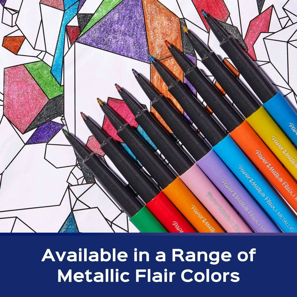 Paper Mate Flair Felt Tip Pens, Medium Point, 0.7mm, Metallic City Lights, 8 Count - SJB-DIAMOND ELITES