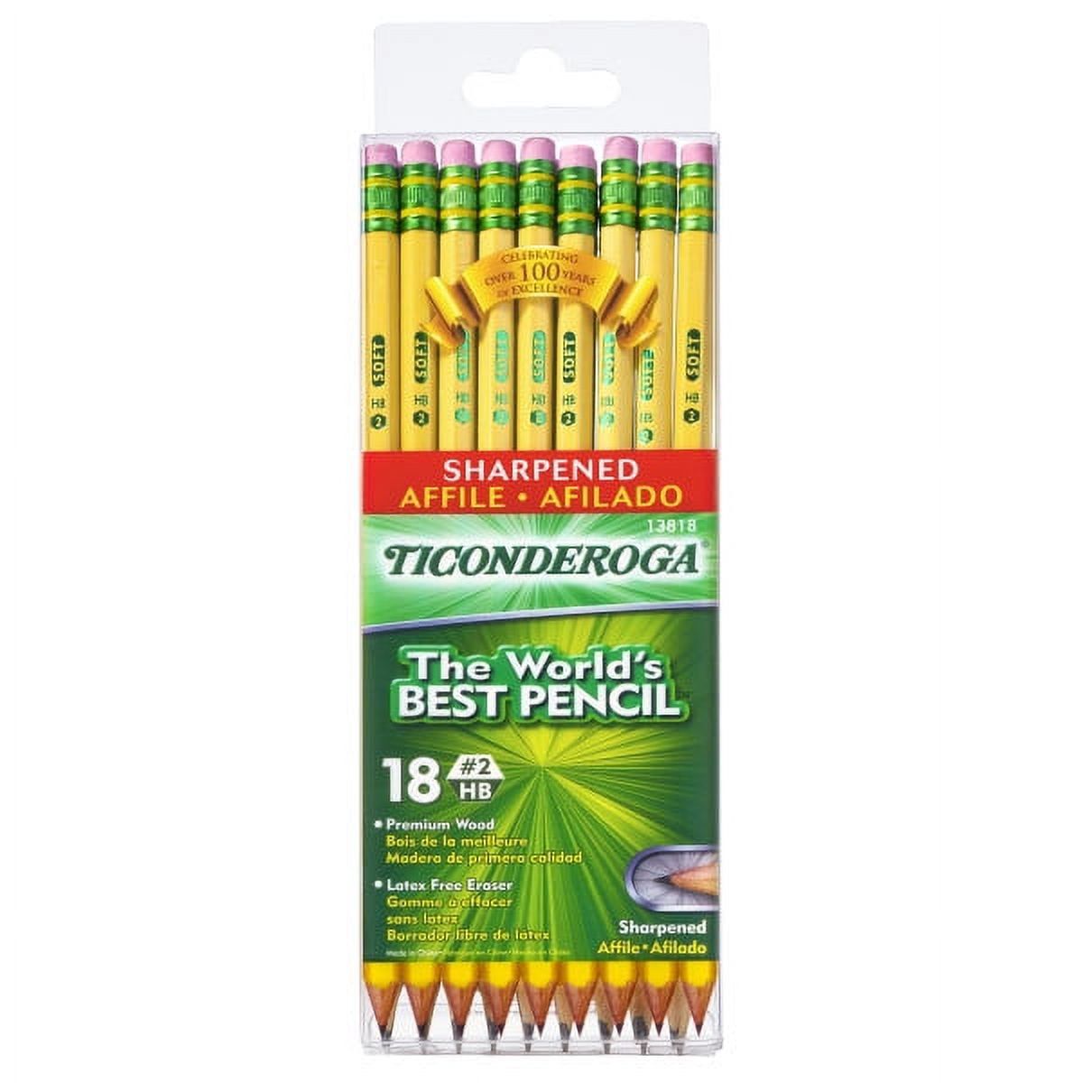 Ticonderoga 13818 #2 Sharpened The World's Best Pencils 18 Count (Pack of 1) - SJB-DIAMOND ELITES