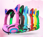 Luxury New Popular Esonstyle Kids Headphones Over Ear with LED Glowing Cat Ears,Safe Wired Kids Headsets 85dB Volume Limited, Food Grade Silicone, 3.5mm Aux Jack, Cat-Inspired Purple Headphones for Girls and Kids - SJB-DIAMOND ELITES