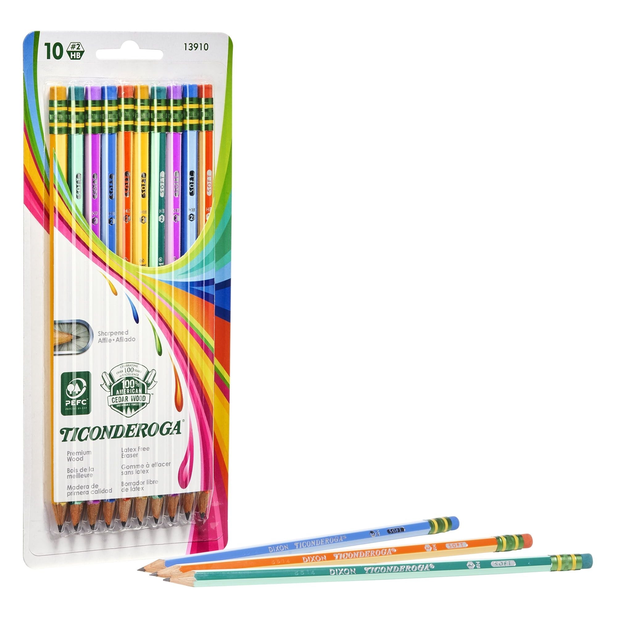 Ticonderoga No. 2 Pencil, Striped Barrels, Pack of 10 - SJB-DIAMOND ELITES