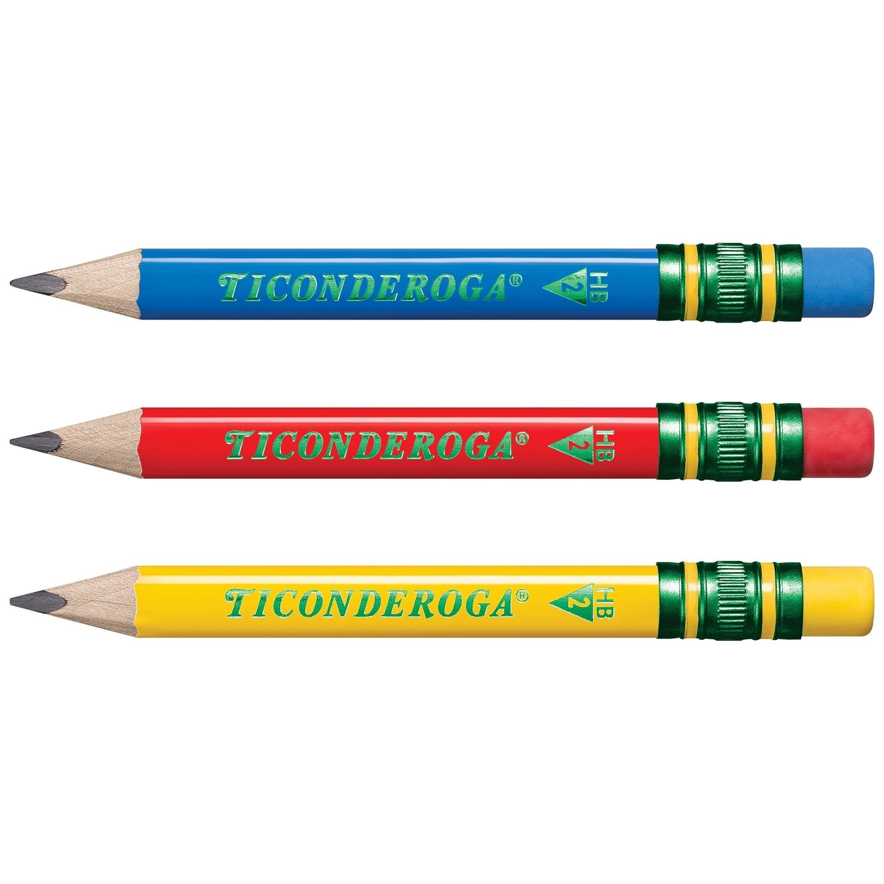 Ticonderoga My First Short Wooden Pencils, Large Triangle Barrel, Sharpened, #2 HB Soft, With Eraser, Primary Colors, 12 Per Pack, 2 Packs - SJB-DIAMOND ELITES