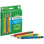 Ticonderoga My First Short Wooden Pencils, Large Triangle Barrel, Sharpened, #2 HB Soft, With Eraser, Primary Colors, 12 Per Pack, 2 Packs - SJB-DIAMOND ELITES