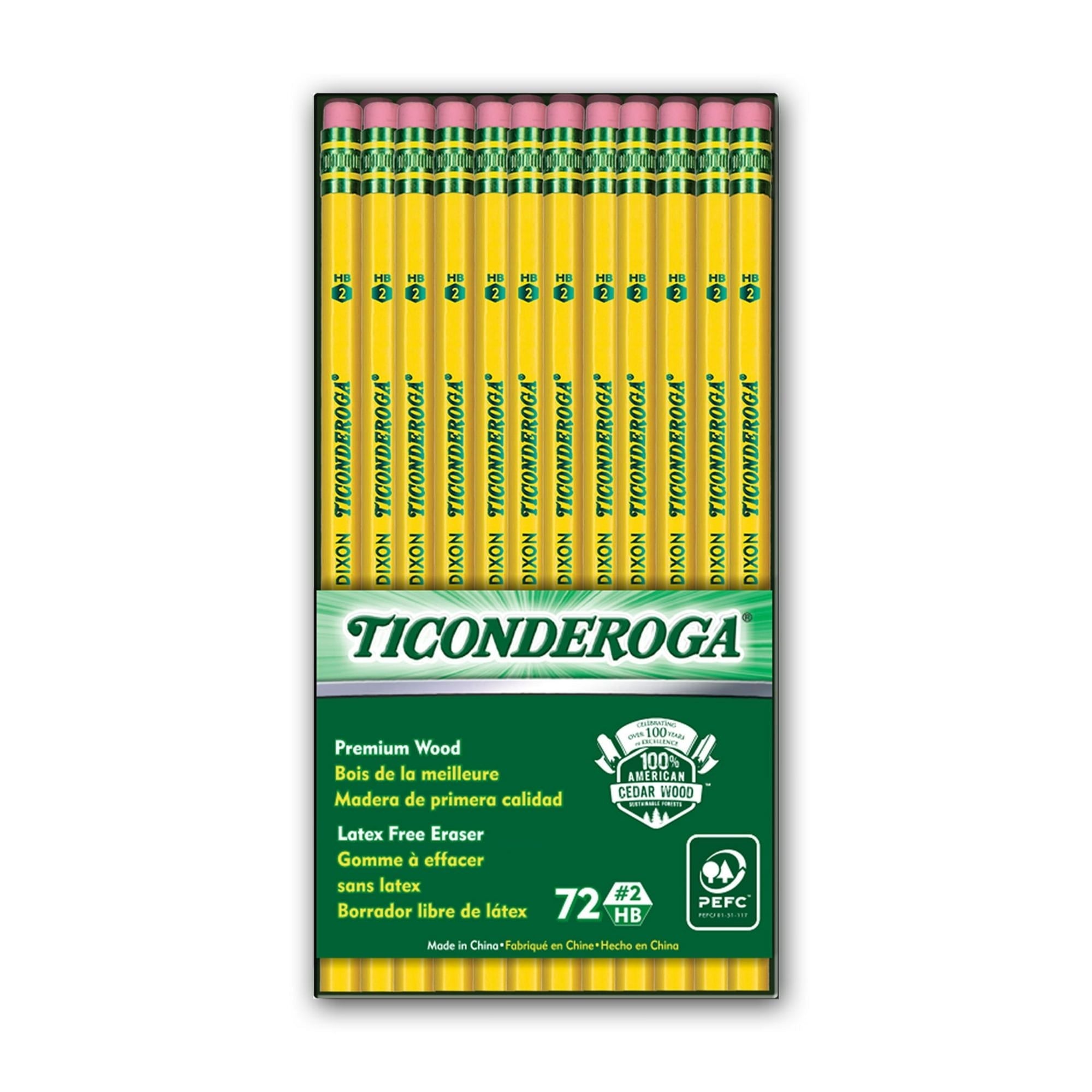 Ticonderoga Original Ticonderoga Pencils, No. 2 Soft, Unsharpened, Box of 72 - SJB-DIAMOND ELITES