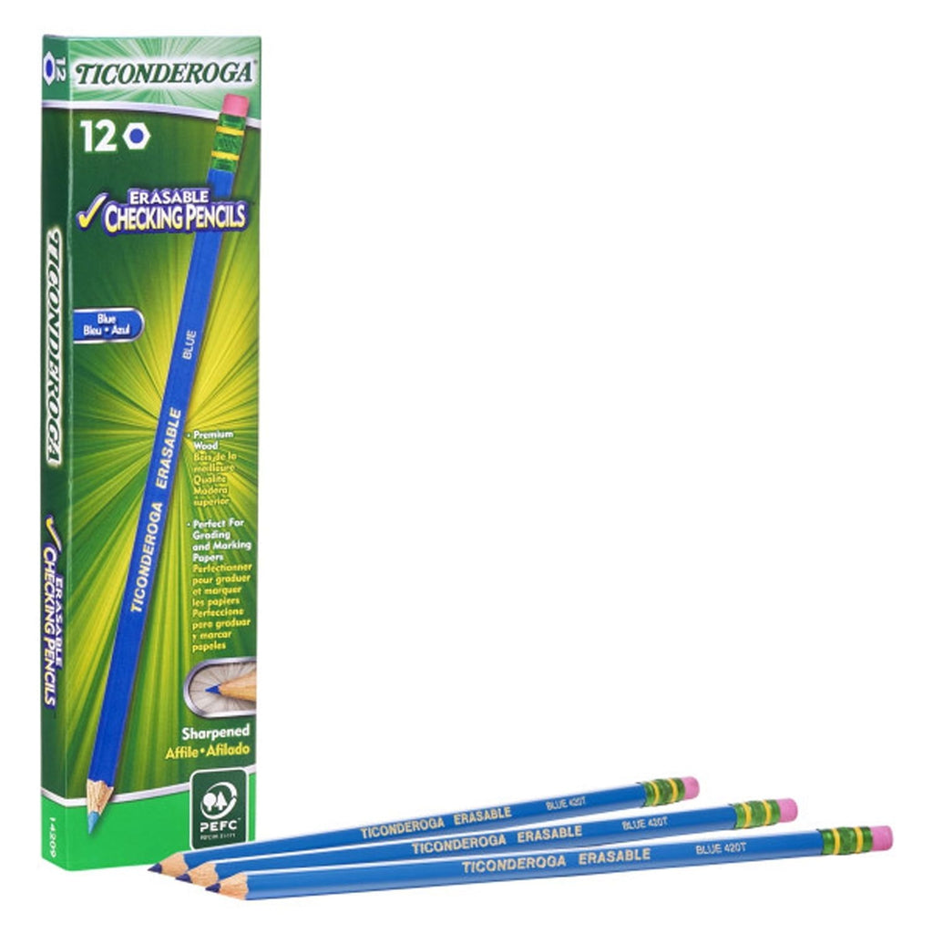 Ticonderoga Erasable Colored Pencils, Blue, 12 Per Pack, 2 Packs - SJB-DIAMOND ELITES