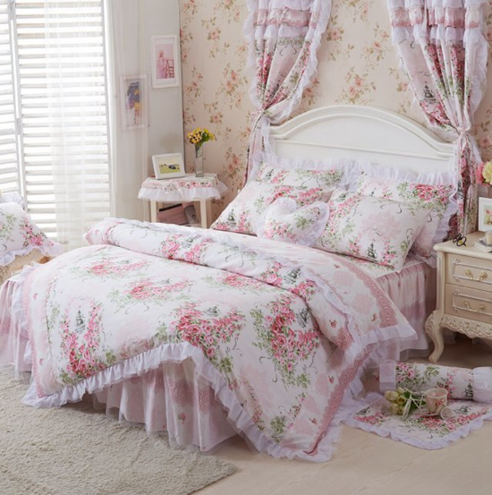 Princess style summer four-piece lace duvet cover Pi-Mart