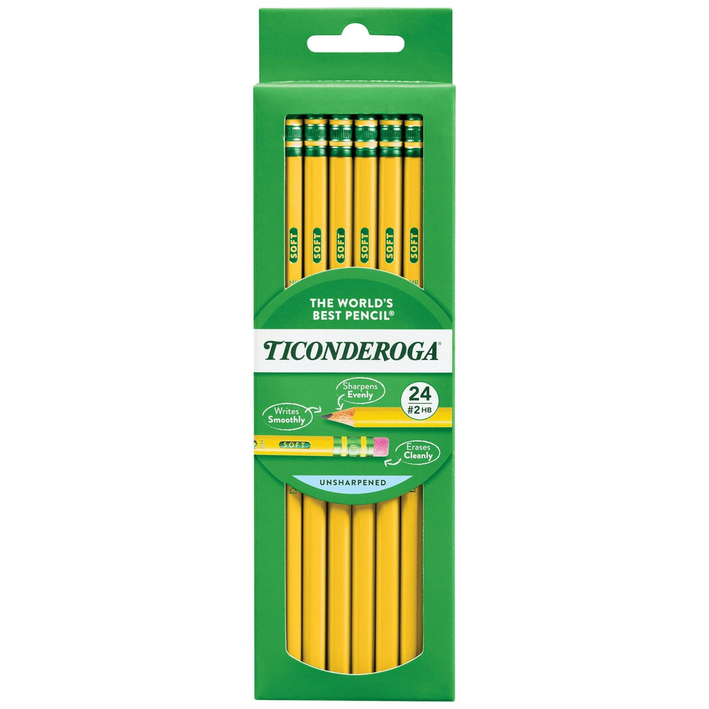 Ticonderoga Premium Wood Pencils, Unsharpened #2 Lead, Yellow, 24 Count - SJB-DIAMOND ELITES