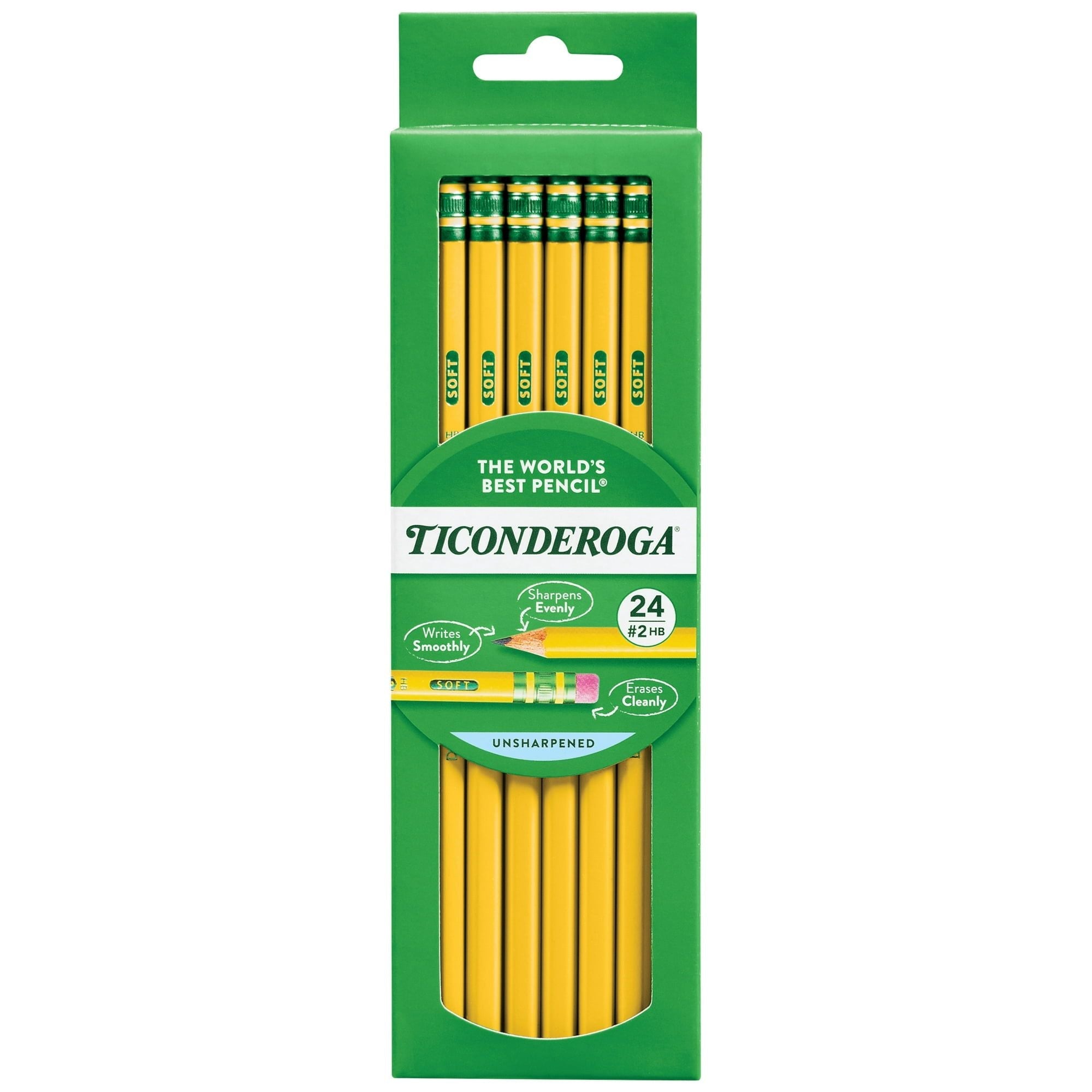 Ticonderoga Premium Wood Pencils, Unsharpened #2 Lead, Yellow, 24 Count - SJB-DIAMOND ELITES