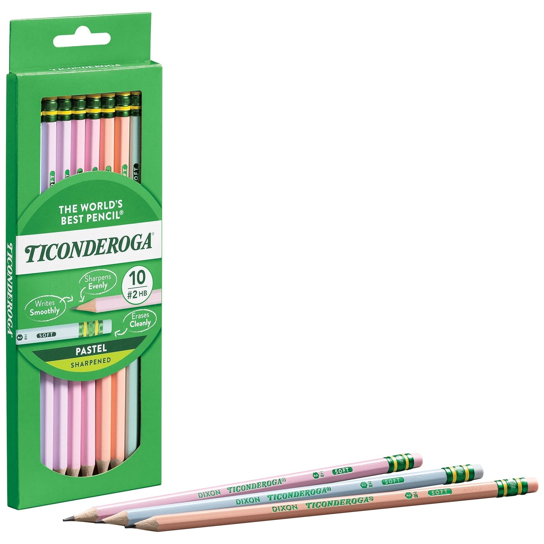 Ticonderoga #2 Pastel Pencils, 5 Assorted Colors, 10 Per Pack, 6 Packs - SJB-DIAMOND ELITES