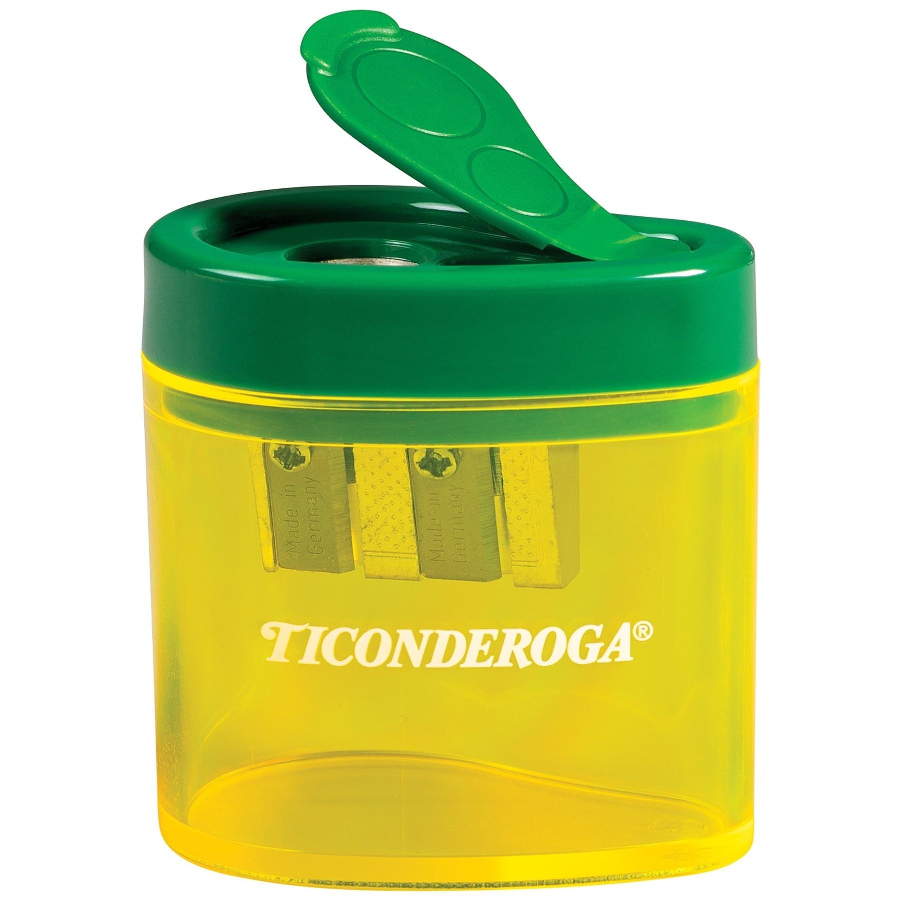 Ticonderoga Two Hole Pencil Sharpener, Green/Yellow, Pack of 6 - SJB-DIAMOND ELITES