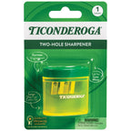 Ticonderoga Two Hole Pencil Sharpener, Green/Yellow, Pack of 6 - SJB-DIAMOND ELITES