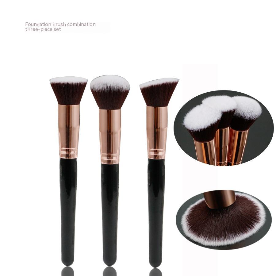 Flat Head Bevel Three Piece Portable Makeup Brush Pi-Mart
