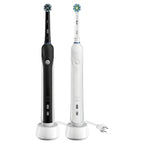 Oral-B Pro 1000 CrossAction Electric Toothbrush, Powered by Braun, Black and White, Pack of 2