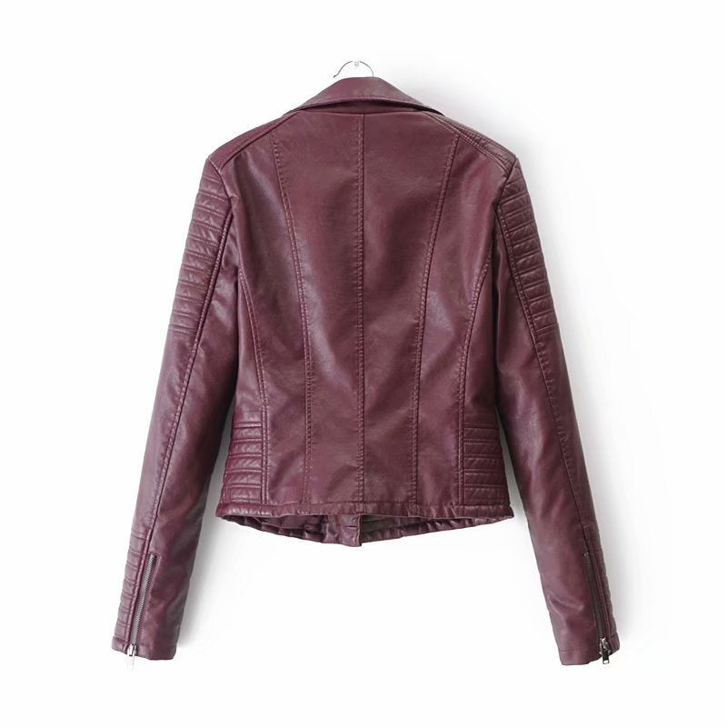 Slim European and American motorcycle leather jacket Pi-Mart