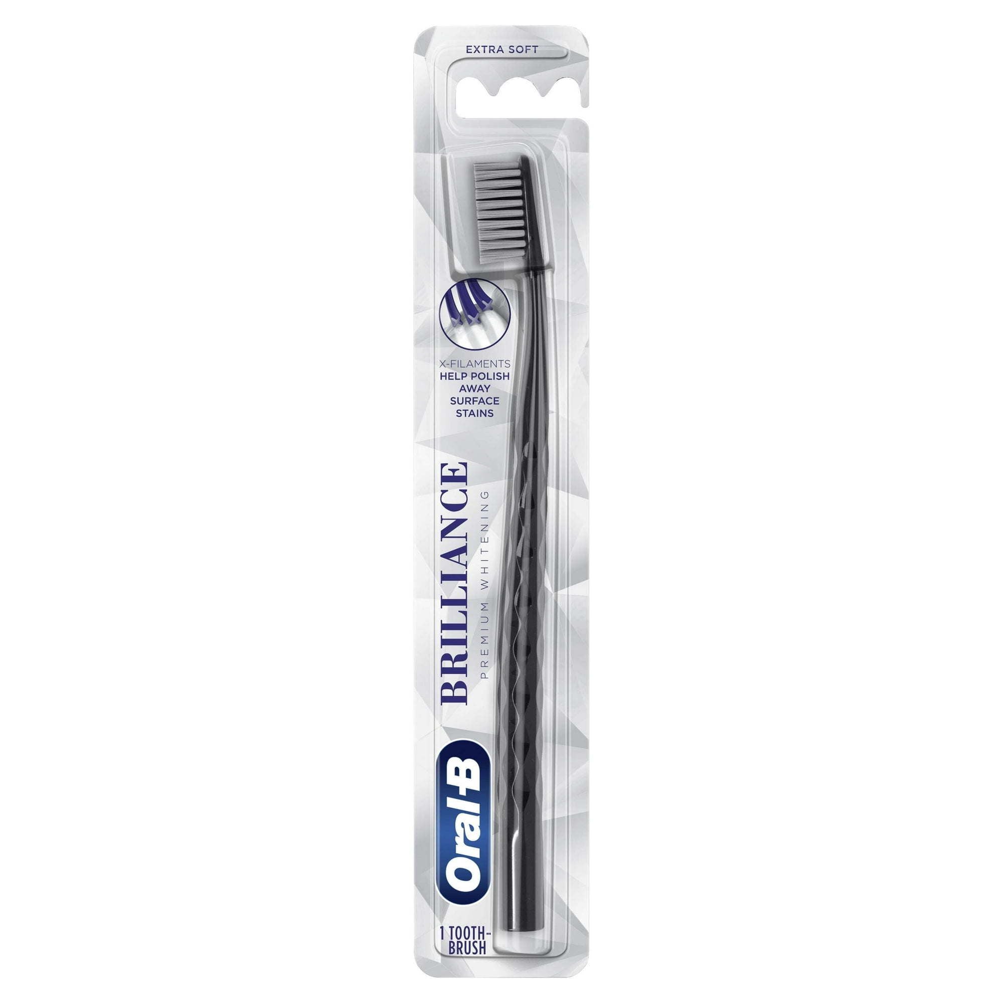 Oral-B Brilliance Whitening Manual Toothbrush, Extra Soft, Black, 1 Count, for Adults & Children 3+