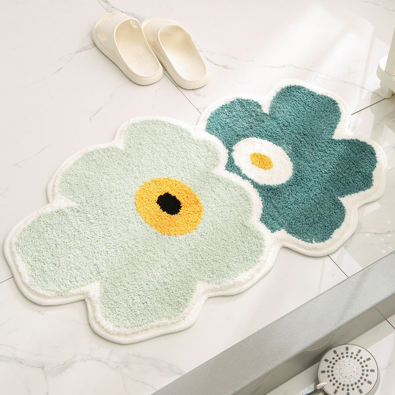 Bathroom Flocking Absorbent Floor Mat Anti Slip Pad Household Use Pi-Mart