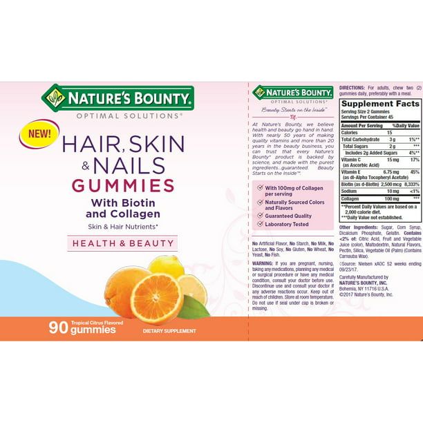 Nature's Bounty Hair Skin and Nails With Collagen and Biotin; Gummies; 90 Count EasyOptionXY LLC
