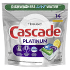 Cascade Platinum ActionPacs Dishwasher Detergent Pods, Lemon, 14 Ct