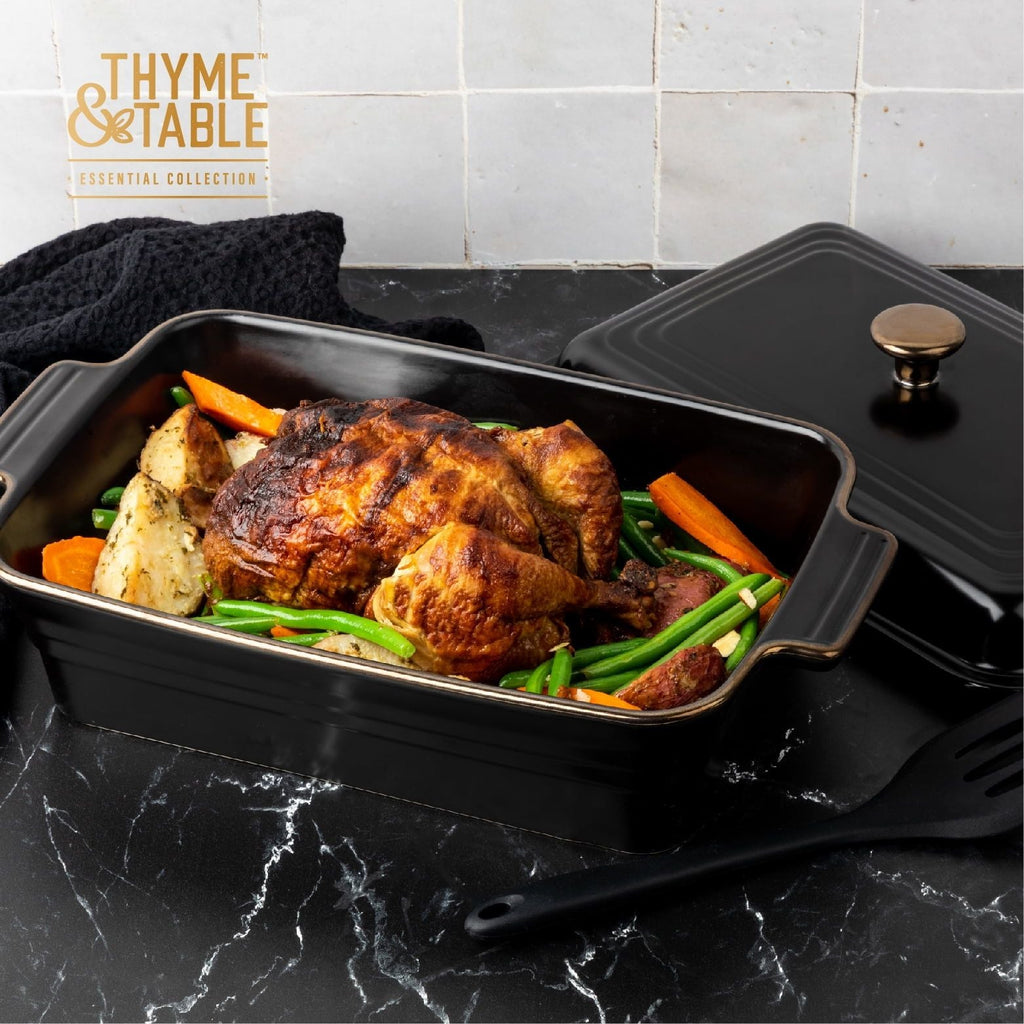 Thyme & Table 13" Stoneware Covered Baking Dish, Onyx EasyOptionXY LLC