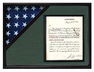 Cherry Shadow box to hold a 3’X5’ flag with 8.5'x11' certificate. The Military Gift Store