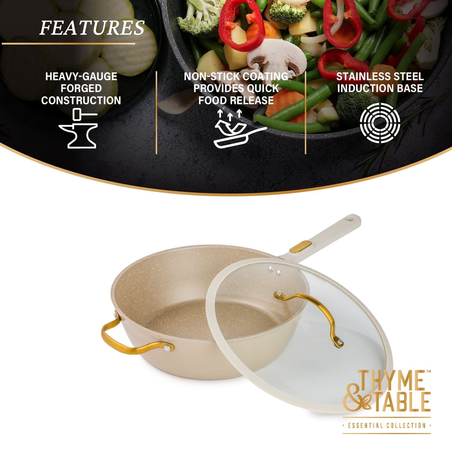 Thyme & Table Non-Stick 5 QT Granite Saute Pan, Taupe EasyOptionXY LLC
