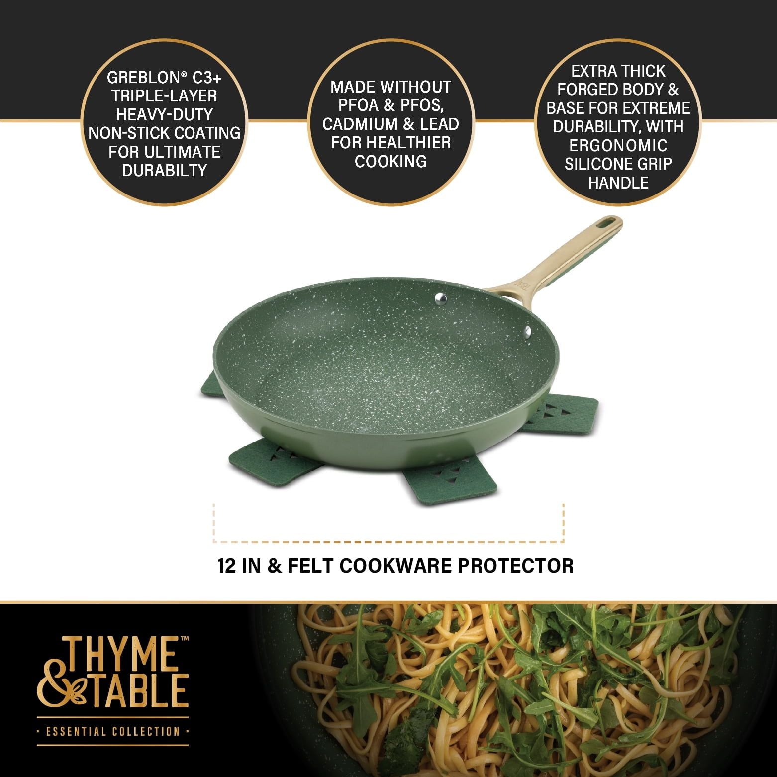 Thyme & Table Non-Stick 12" Supreme Fry Pan, Olive