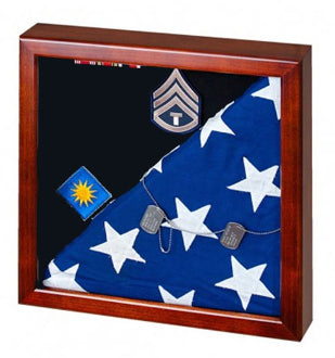 Flag Display Case showcases both the flag and military awards. The Military Gift Store