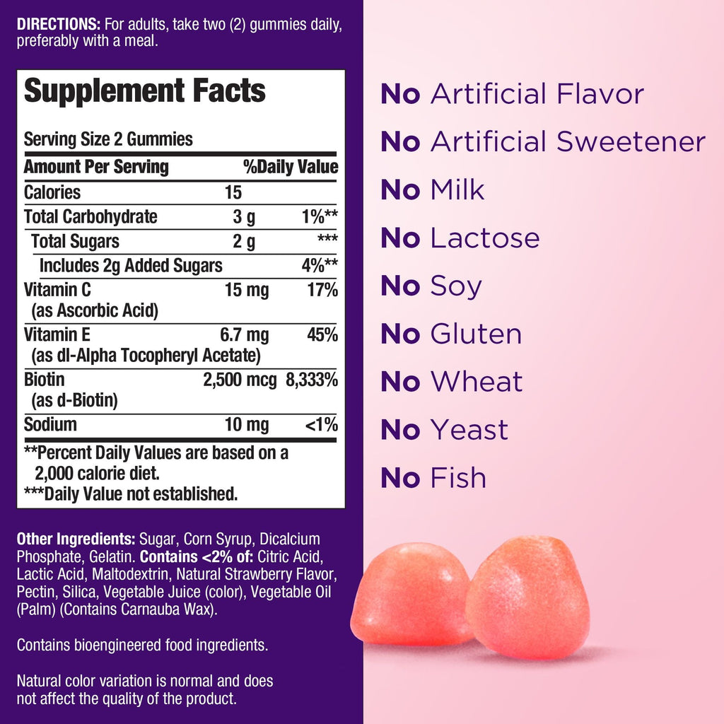 Nature's Bounty Hair; Skin and Nails Vitamins with Biotin Gummies; 180 Count EasyOptionXY LLC