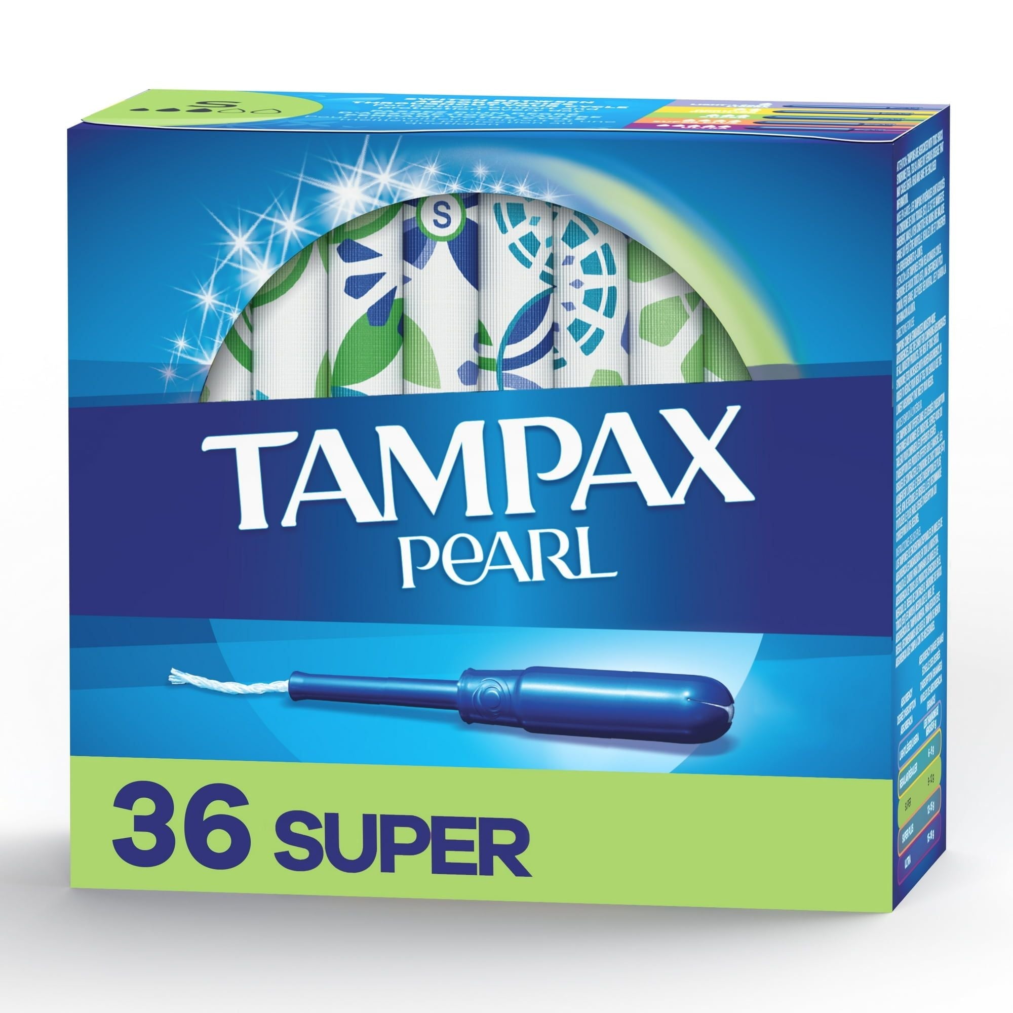 Pearl Tampons, with LeakGuard Braid, Super Absorbency, Unscented, 36 Count EasyOptionXY LLC