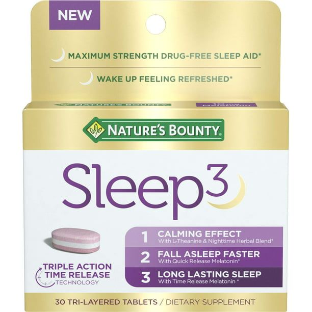 Nature's Bounty Sleep3 Melatonin; Maximum Strength Drug Free Sleep Aid; 10 mg; 30 Count EasyOptionXY LLC