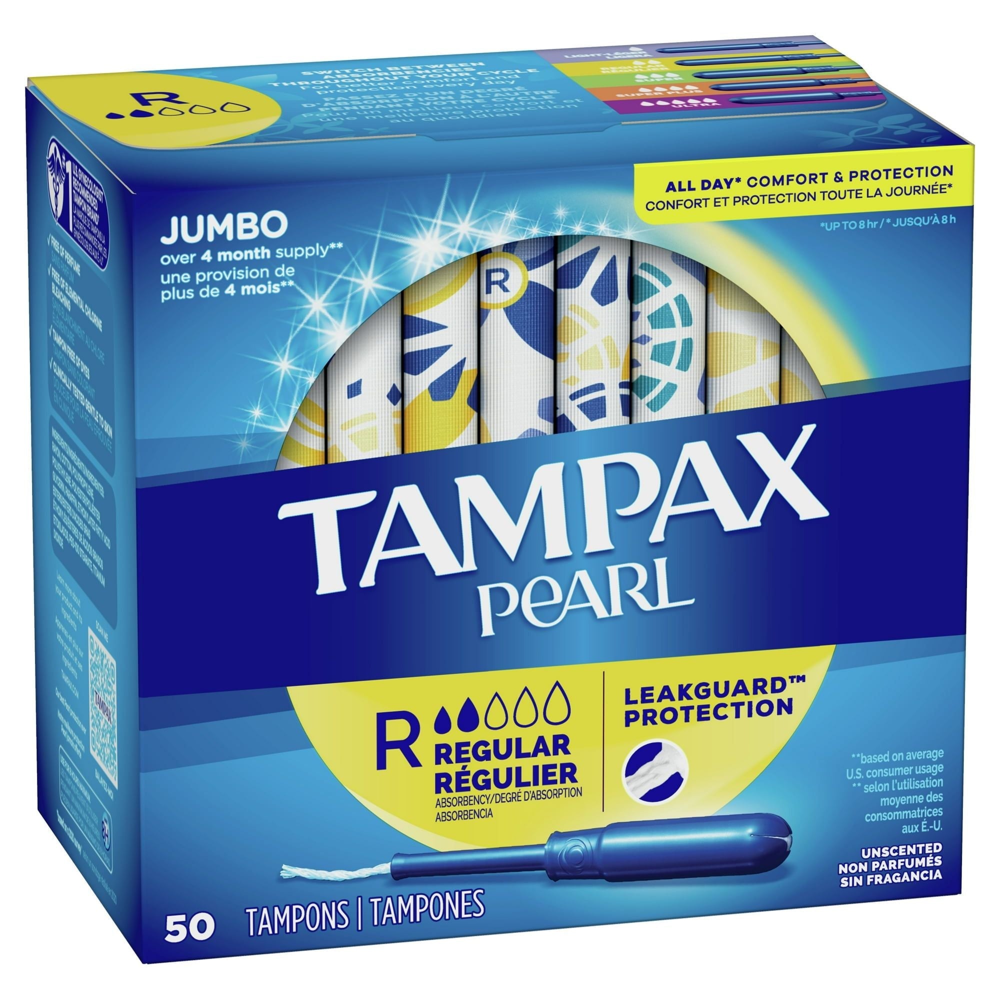 Tampax Pearl Tampons with LeakGuard Braid, Regular Absorbency, 100 Ct EasyOptionXY LLC
