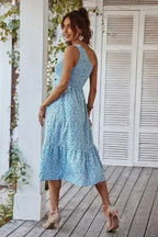 Floral one shoulder smocked dress