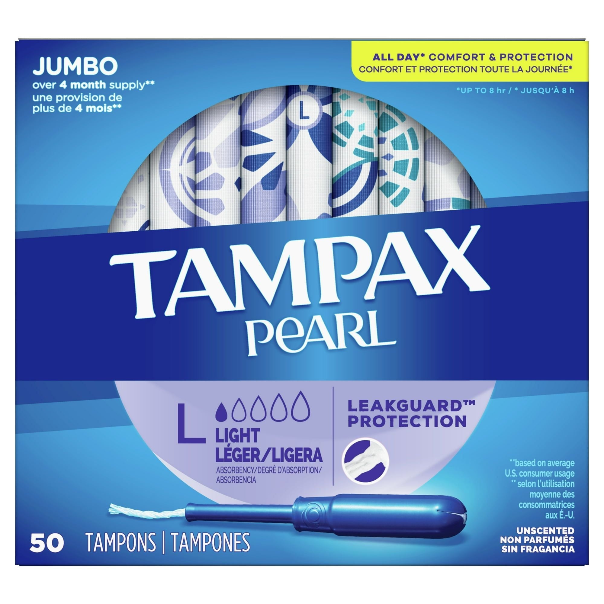 Tampax Pearl Tampons with LeakGuard Braid, Light Absorbency, 100 Ct EasyOptionXY LLC