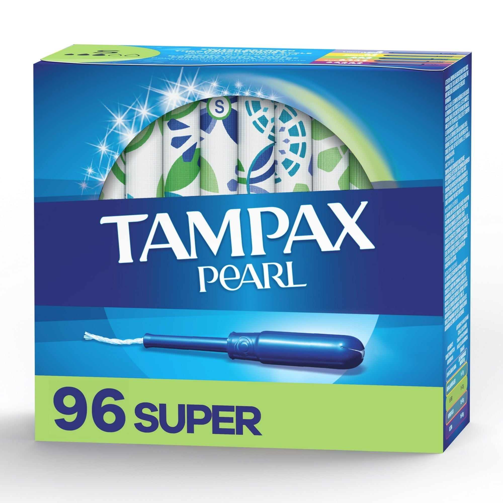 Tampax Pearl Tampons Super Absorbency with BPA-Free Plastic Applicator and LeakGuard Braid, Unscented, 96 Count EasyOptionXY LLC