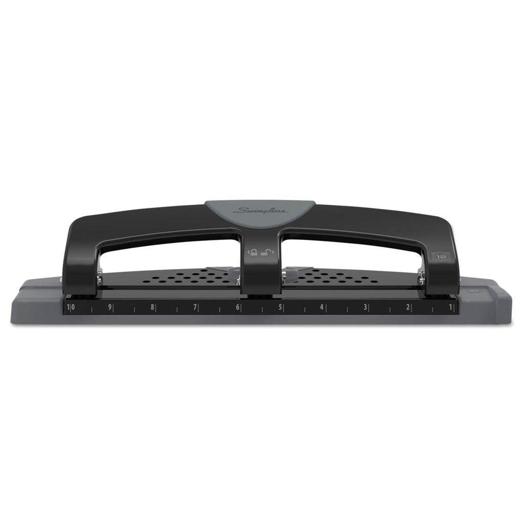 Swingline 12-Sheet Smarttouch Three-Hole Punch, 9/32" Holes, Black/Gray - SJB-DIAMOND ELITES