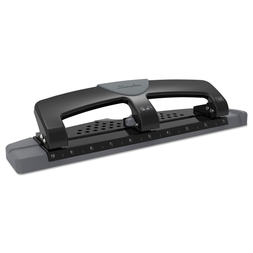Swingline 12-Sheet Smarttouch Three-Hole Punch, 9/32" Holes, Black/Gray - SJB-DIAMOND ELITES