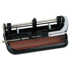 Swingline 40-Sheet Heavy-Duty Lever Action 2-to-7-Hole Punch, 11/32" Hole, Black/Woodgrain