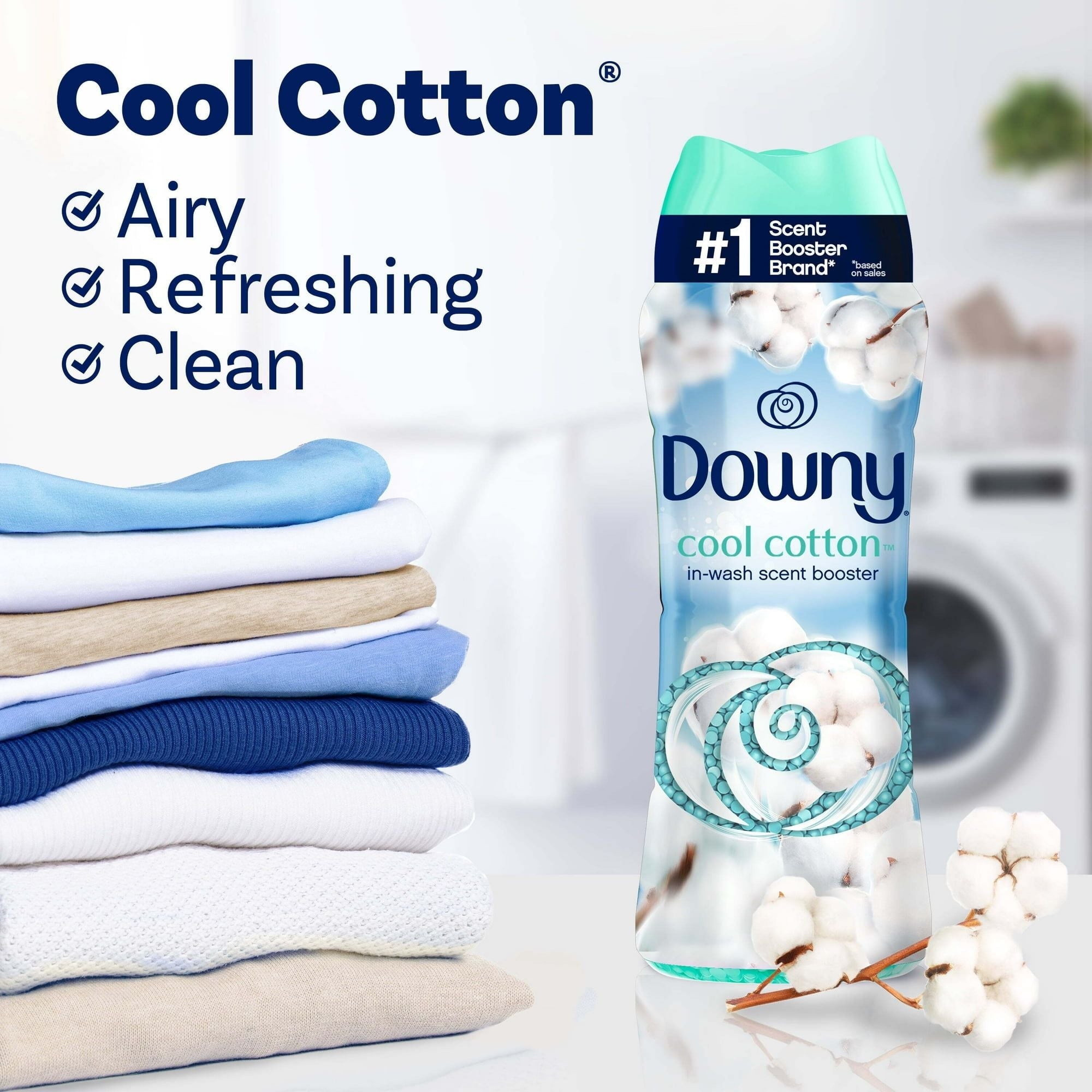 Downy In-Wash Laundry Scent Booster Beads, Cool Cotton Scent, 24 oz