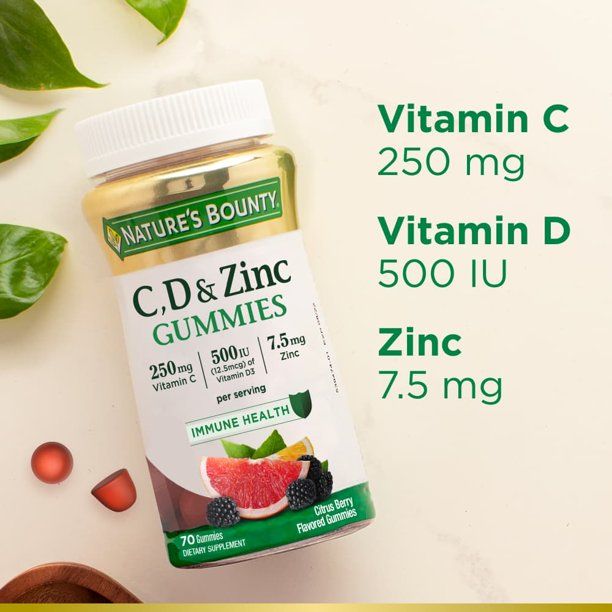 Nature's Bounty Vitamins & Zinc Immune Support Citrus Berry Gummies; 70 Count EasyOptionXY LLC