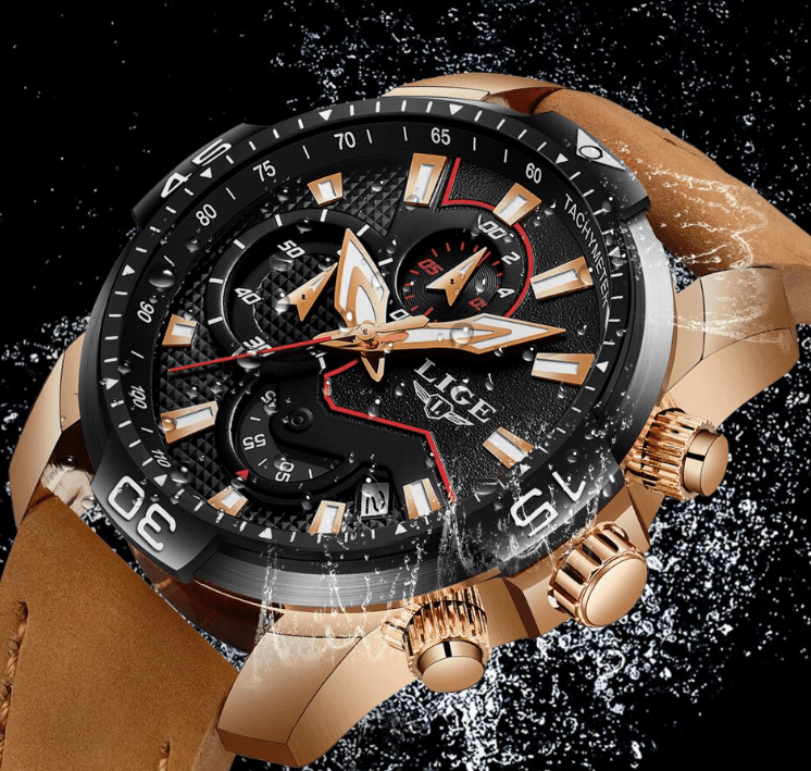 Men's Elegant Waterproof  Watch With Leather Straps   Business Style Watches Unique Design Perfect Gift For Your Man Stevvex