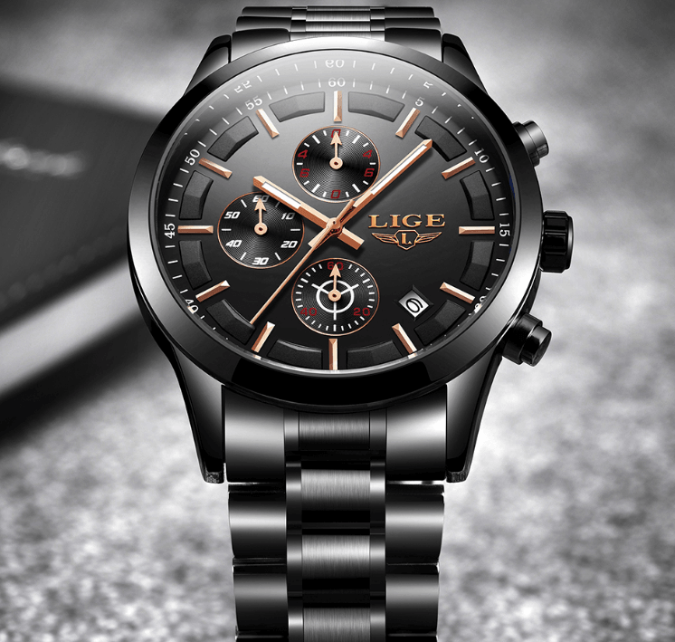 Men's Waterproof  Watch With Chronometers And Date Display Unique Design Perfect Gift Stevvex