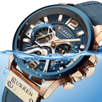 Men's Sports Waterproof Watch With Leather Belts, Chronometers And Large Numbers Details Luxury Watches Unique Design Excellent Gift Stevvex