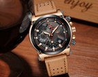 Men's Waterproof Modern Watch With Leather Belts, Stainless Steel Case Excellent Look Perfect Gift Stevvex