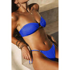 Folds Bikini Swimsuit Push Up Bikini Set Bathing Suit Women Swimwear Thong Bikini Two Pieces Bathing Suit for Women Triangle Top Bottom Solid Color Bikinis Beachwear Swimsuits Stevvex
